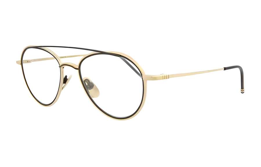 THOM BROWNE THOM BROWNE Matte Navy & Yellow Gold Aviator Optical Glasses