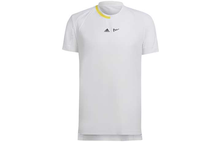 Adidas Adidas T Shirts Men's White Crew Neck Moderate Straight Fit