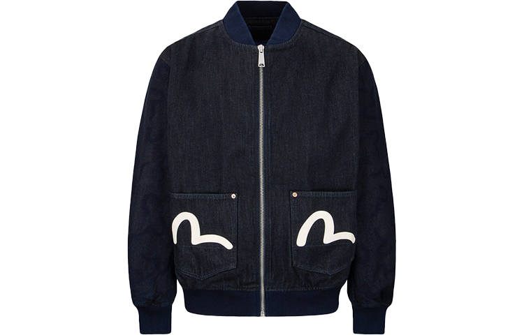 EVISU EVISU Jackets Men's Denim Blue Baseball Collar Moderate Other