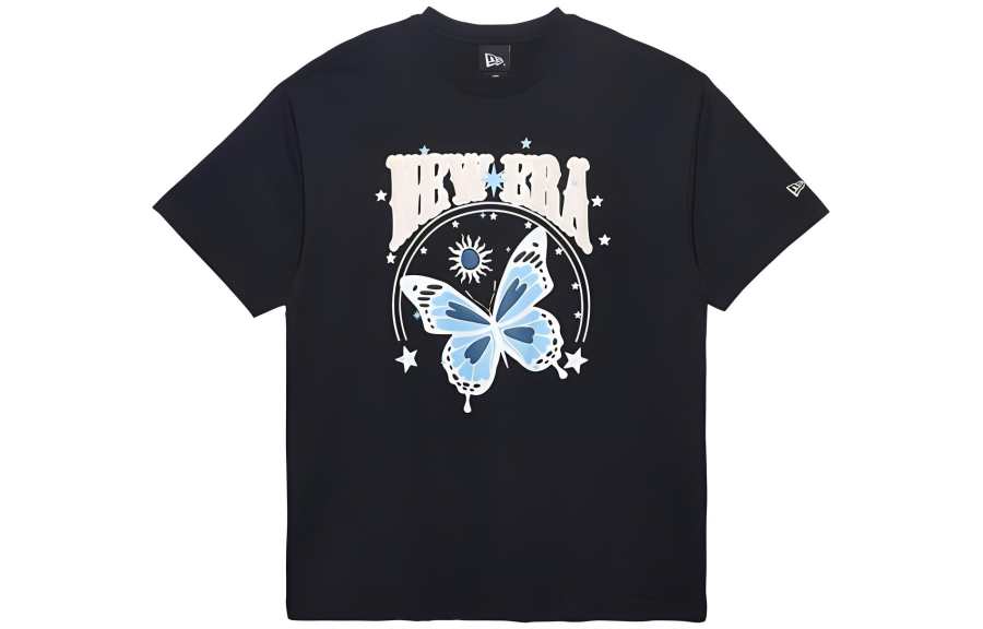 New Era T Shirts Unisex Black Crew Neck Moderate