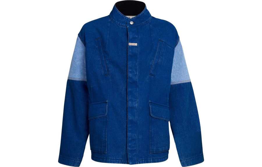 MARNI MARNI Denim Jackets Men's Blue Stand Collar Moderate Other