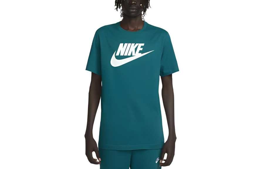 Nike Nike T Shirts Men's Earthy Blue Crew Neck Moderate Straight Fit