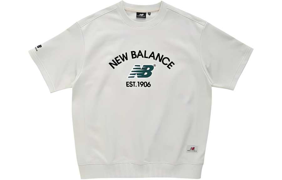 New Balance New Balance T Shirts Men's Ecru Crew Neck Moderate Straight Fit