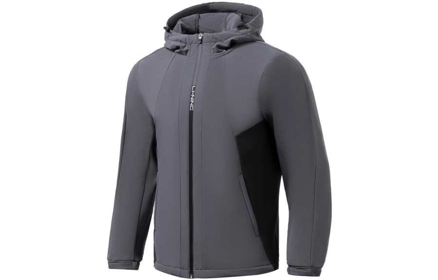 Li-Ning Li Ning Training Collection Fitness Collection Patchwork Logo Print Hooded Fleece Lined Long Sleeved Jackets & Coats