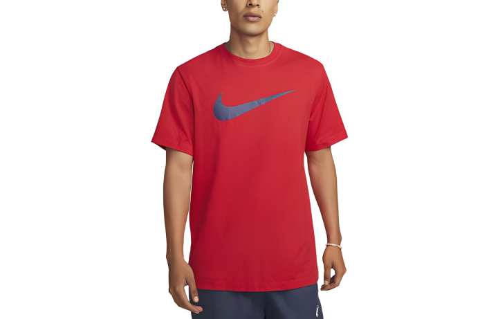 Nike Nike T Shirts Men's Red Crew Neck Moderate Straight Fit