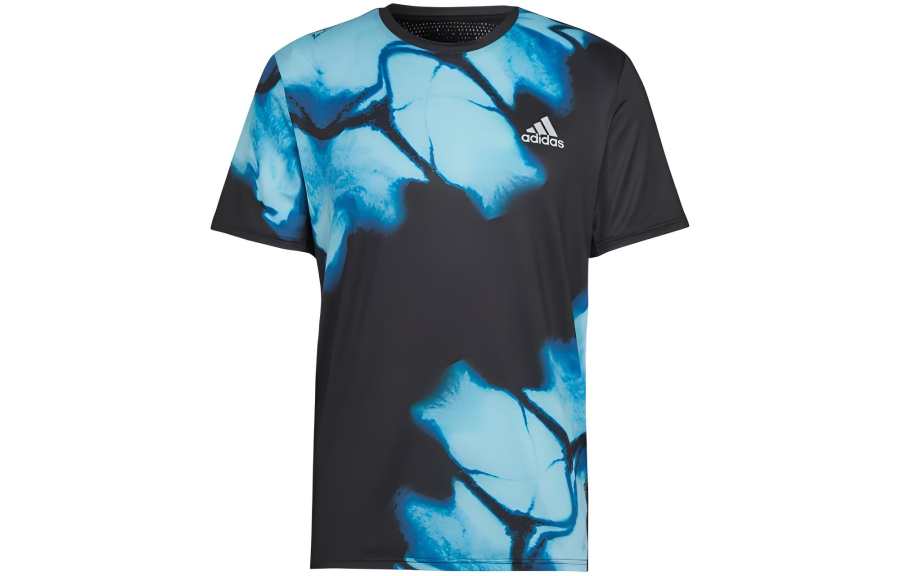 Adidas Adidas T Shirts Men's Royal Blue Crew Neck Moderate Straight Fit