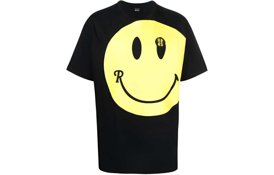 RAF SIMONS T Shirts Men's Black Crew Neck Moderate Straight Fit