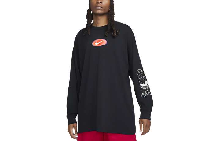 Nike Nike T Shirts Men's Black Crew Neck Moderate Straight Fit