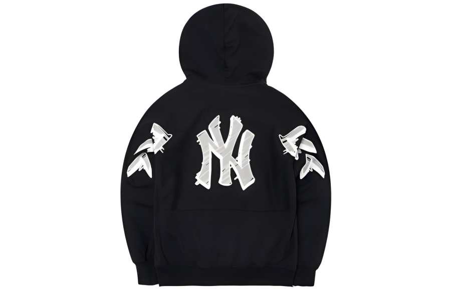 MLB New York Yankees Sweatshirts Unisex Black Hooded Moderate Regular