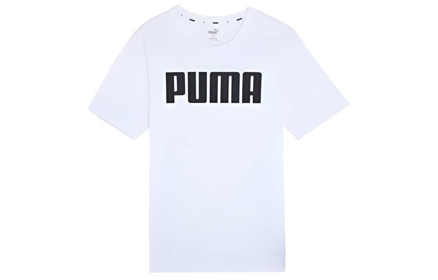 PUMA PUMA T Shirts Men's White Crew Neck Moderate