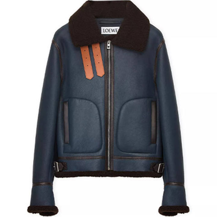 LOEWE LOEWE SS23 Jackets Men's Blue Crew Neck Moderate Pilot