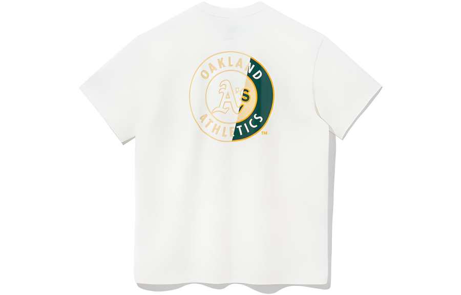 New Era T Shirts Men's Ecru Crew Neck Moderate Straight Fit