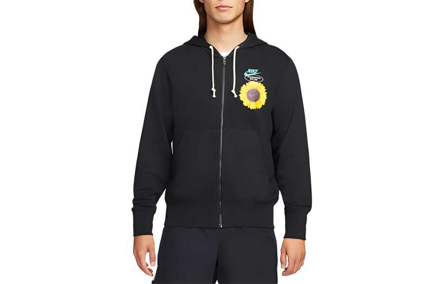 Nike Nike Sweatshirts Men's Black Hooded Moderate Cardigan