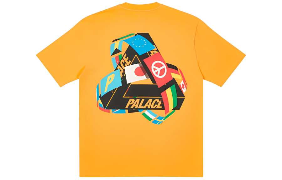 PALACE T Shirts Unisex Orange Crew Neck Moderate Straight Fit