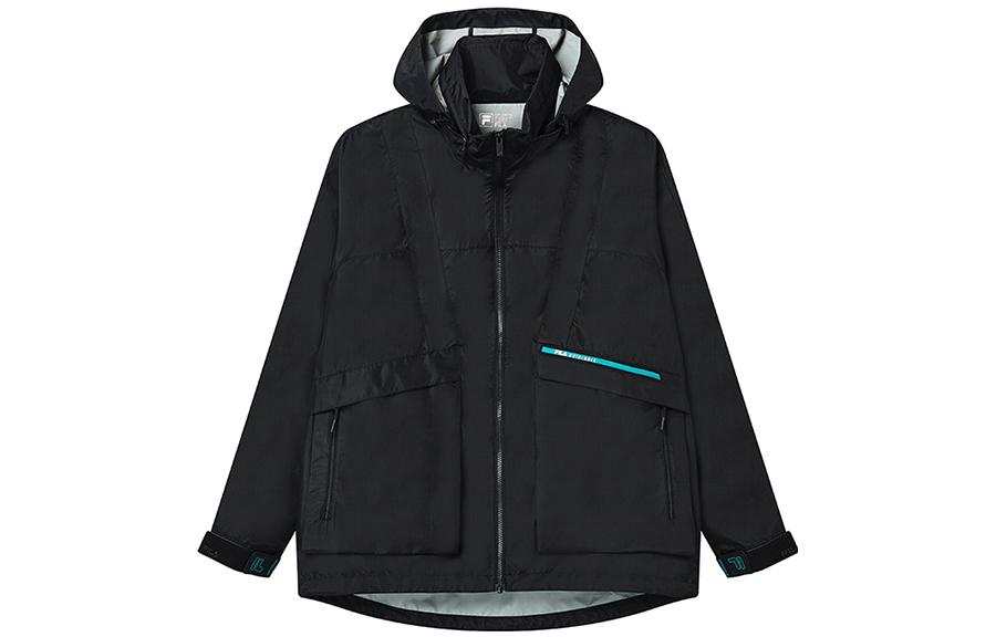 FILA Jackets Men's Black Hooded Moderate Straight Fit