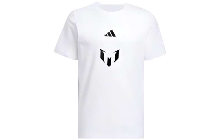 Adidas Adidas Messi T Shirts Men's White Crew Neck Moderate Straight Fit