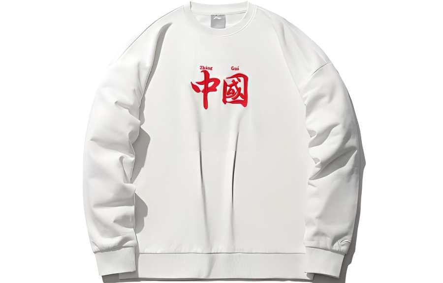 Li-Ning Li Ning Sports Fashion Collection Sweatshirts Unisex White Crew Neck Moderate Regular