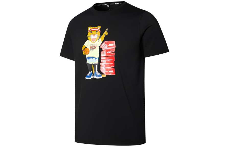 PUMA Dylan T Shirts Men's Black Crew Neck Moderate Straight Fit