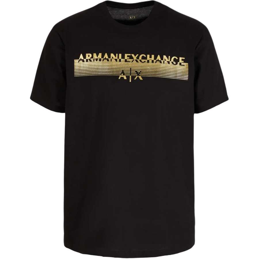 ARMANI EXCHANGE ARMANI EXCHANGEAE Letter Logo Print Crew Neck Short Sleeved SS24 T Shirt Men's Black
