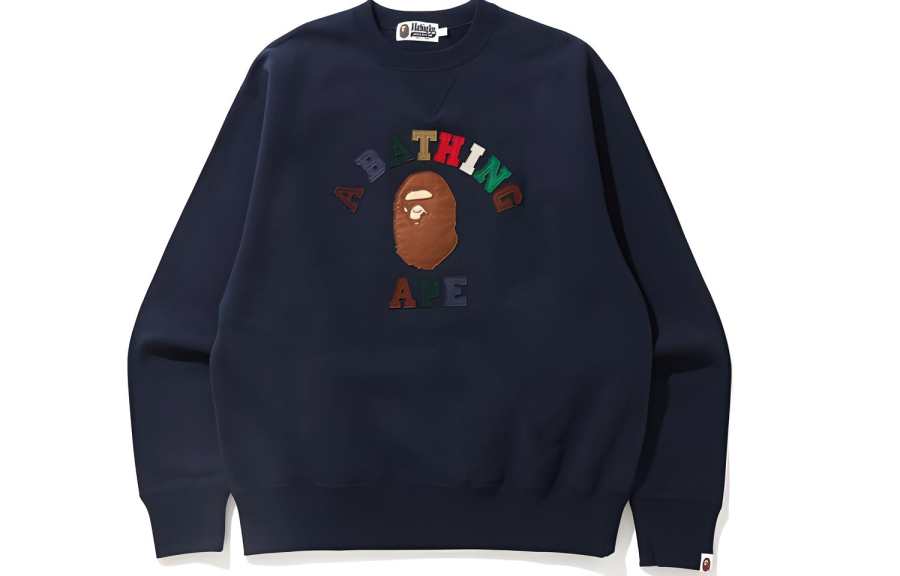 A BATHING APE Bape College Applique Relaxed Fit Crewneck