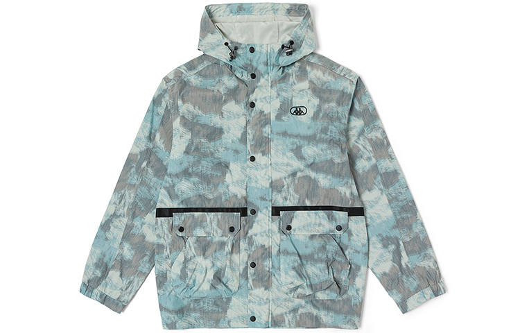Kappa Jackets Men's Malt Beige Brown All Over Print Hooded Moderate Workwear