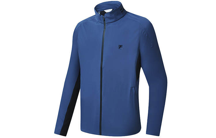 FILA Athletics Jackets Men's Poseidon Blue Stand Collar Moderate Straight Fit