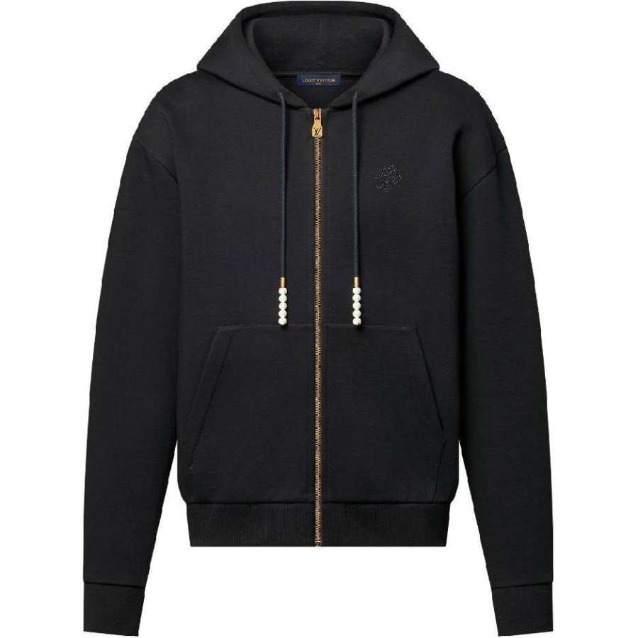 LOUIS VUITTON Embroidered Zipped Jersey Hoodie