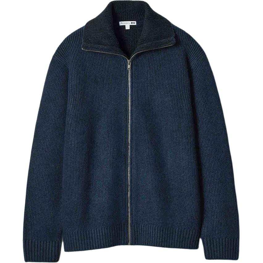 UNIQLO X JW Anderson JWANDERSON Knitwear Men's 69 Navy Blue Lapel Moderate Cardigan