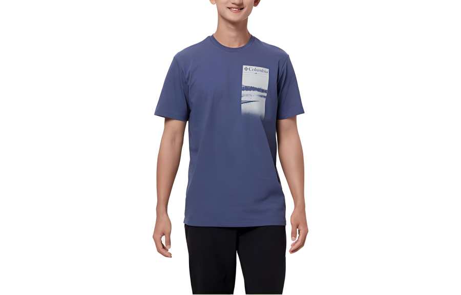Columbia T Shirts Men's Blue Crew Neck Moderate Straight Fit