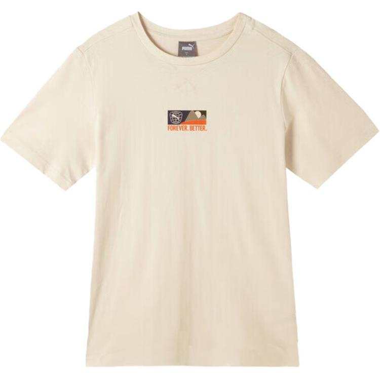 PUMA T Shirts Men's Snow White Crew Neck Moderate Straight Fit