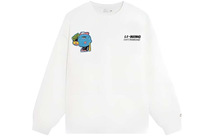 Li-Ning Li Ning Sweatshirts Unisex Ivory Crew Neck Moderate Regular