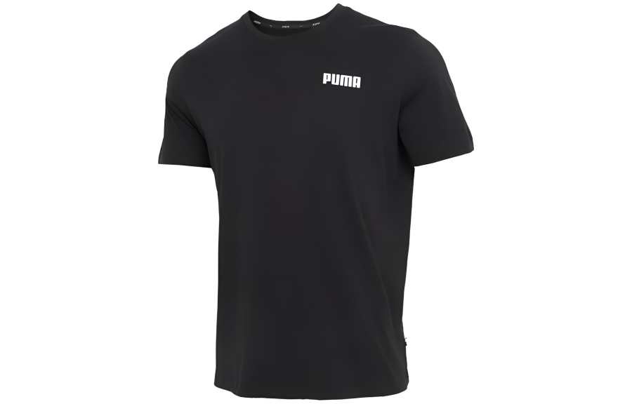PUMA T Shirts Unisex Black Crew Neck Moderate Straight Fit