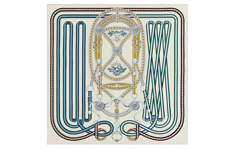 HERMES HERMES Scarves Women's Cream/Blue