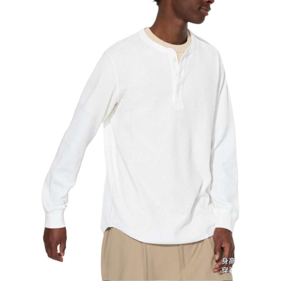 UNIQLO Knitwear Unisex Ivory Henry Collar Moderate Other