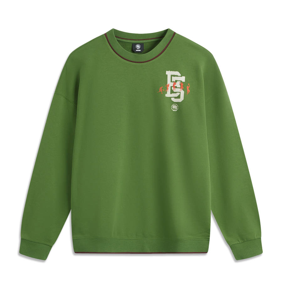 Li-Ning Li Ning Sweatshirts Men's Green Crew Neck Moderate Regular