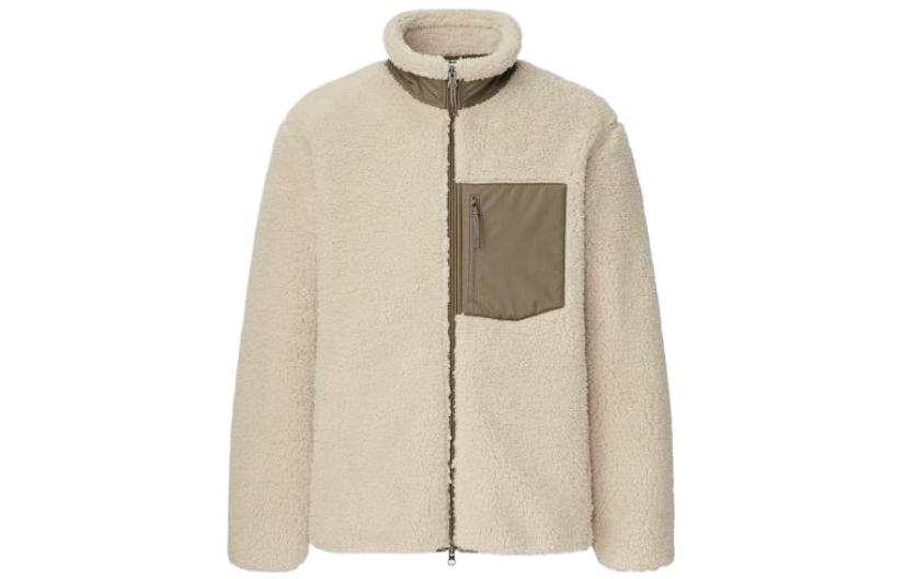 UNIQLO Jackets Men's Beige Stand Collar Moderate Other