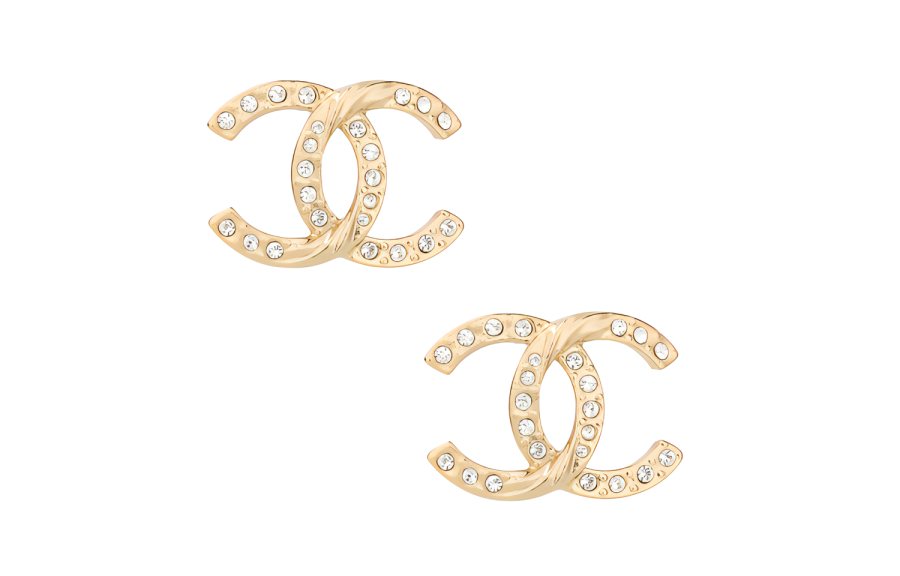 CHANEL CHANEL Crystal Cc Logo Stud Earrings ABA157