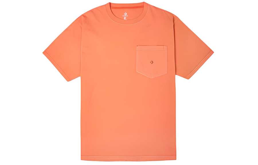 Converse T Shirts Men's Orange Crew Neck Moderate Straight Fit
