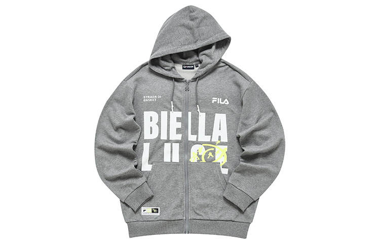FILA FUSION Jackets Unisex Light Black Gray Hooded Moderate Straight Fit