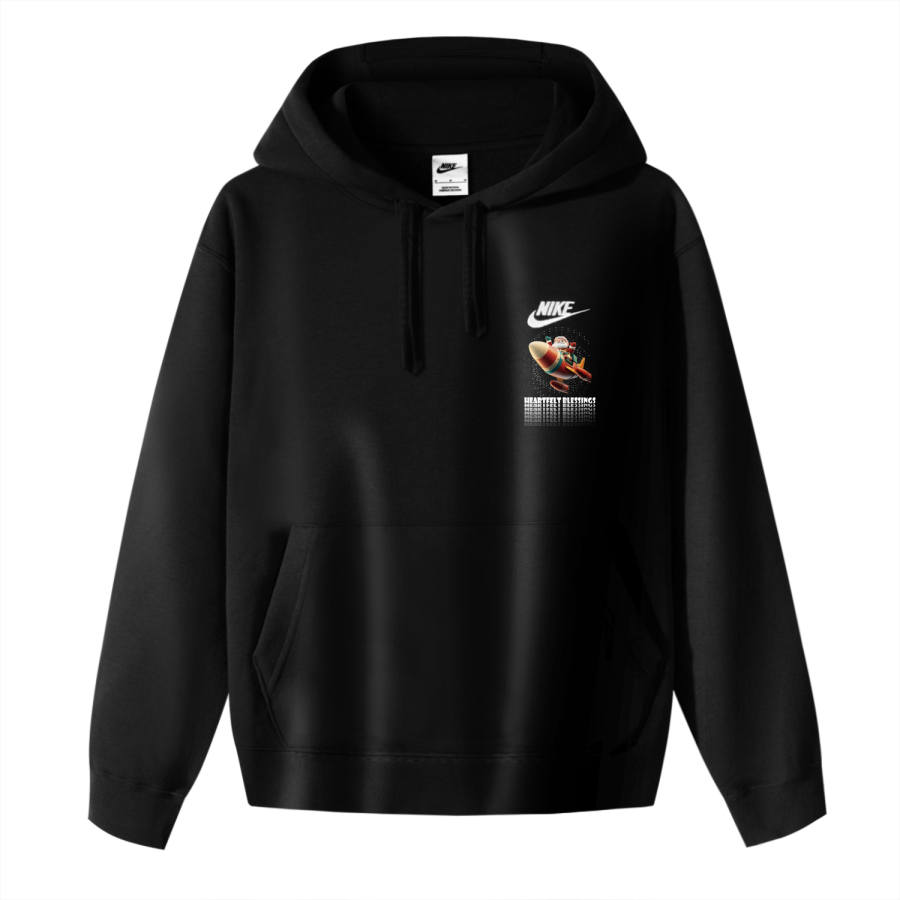 Nike Nike Sportswear Club Fleece Rocket Christmas Fleece Lined Thermal Pullover Hooded Sports Sweatshirt Unisex Black