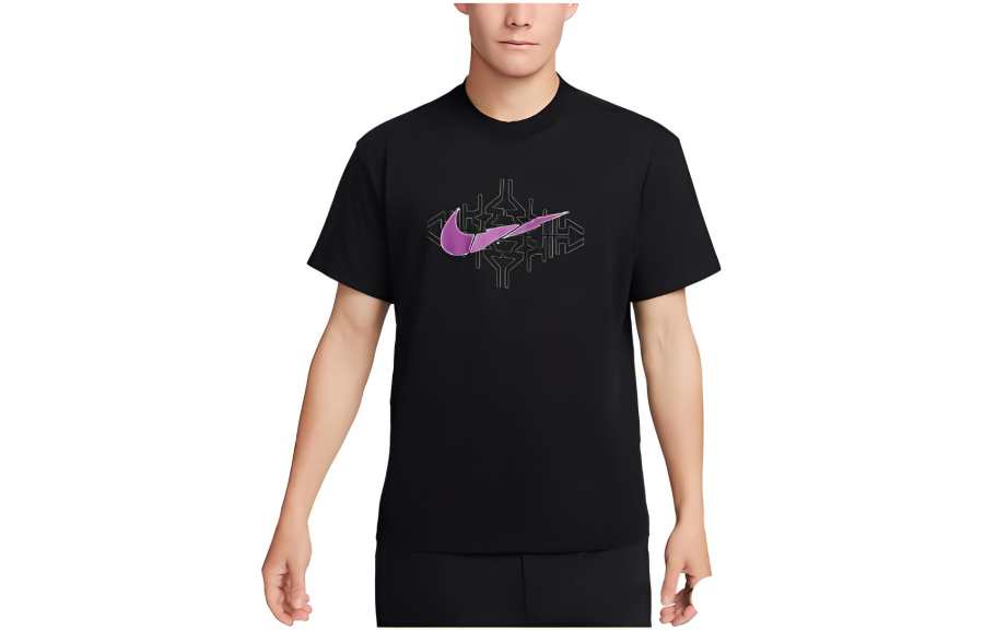 Nike Nike T Shirts Men's Black Crew Neck Moderate Straight Fit