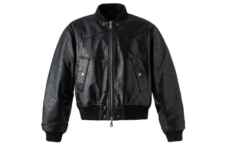FRKM Leather Jackets Unisex Black Stand Collar Moderate Pilot