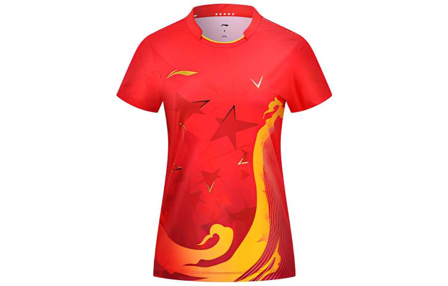 Li-Ning Li Ning Table Tennis Collection T Shirt Men's Total Cherry Red