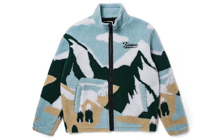 Kappa Jackets Unisex Forget Me Not Blue Jacquard 8643Y Stand Collar Thickened Other