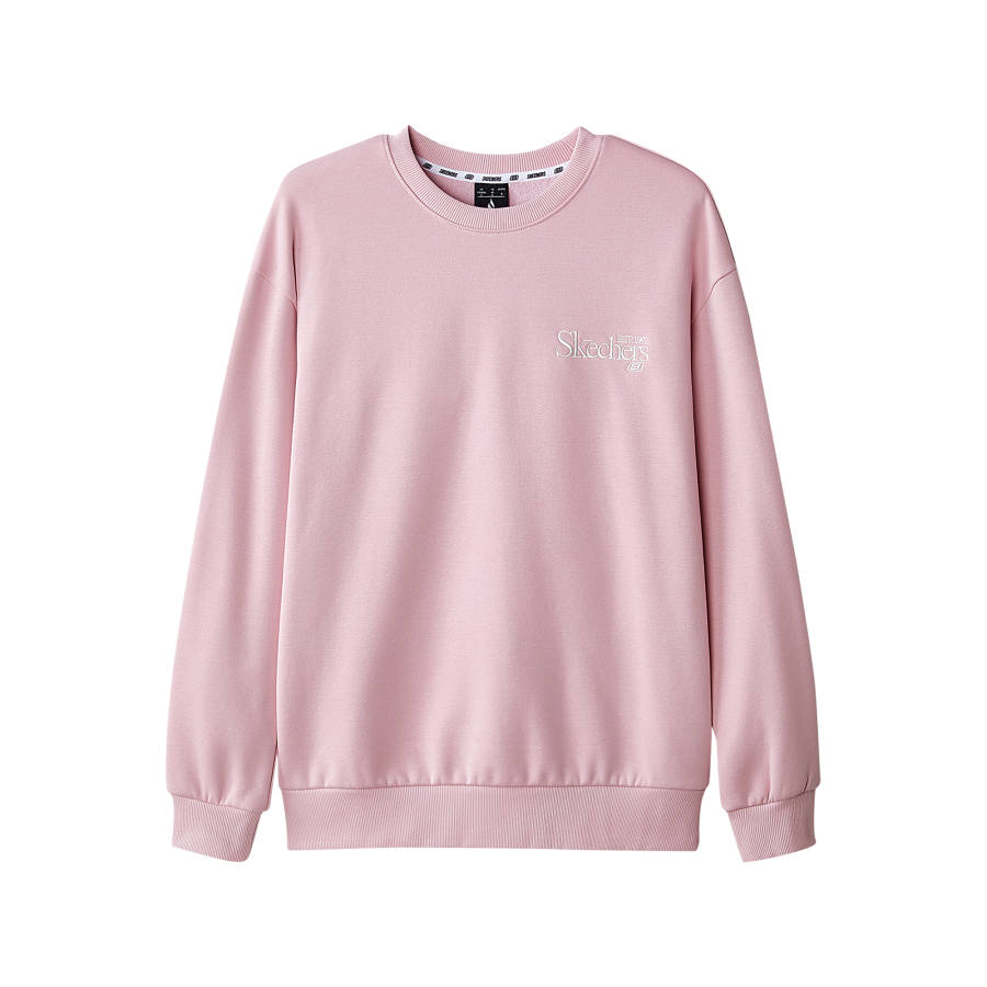 Skechers Fleece Lined, Minimalist Style Preppy Knitted Fabric Embroidery Pullover Shirt, Versatile And Comfortable Fit