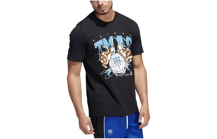 Adidas Adidas T Shirts Men's Black Crew Neck Moderate Straight Fit