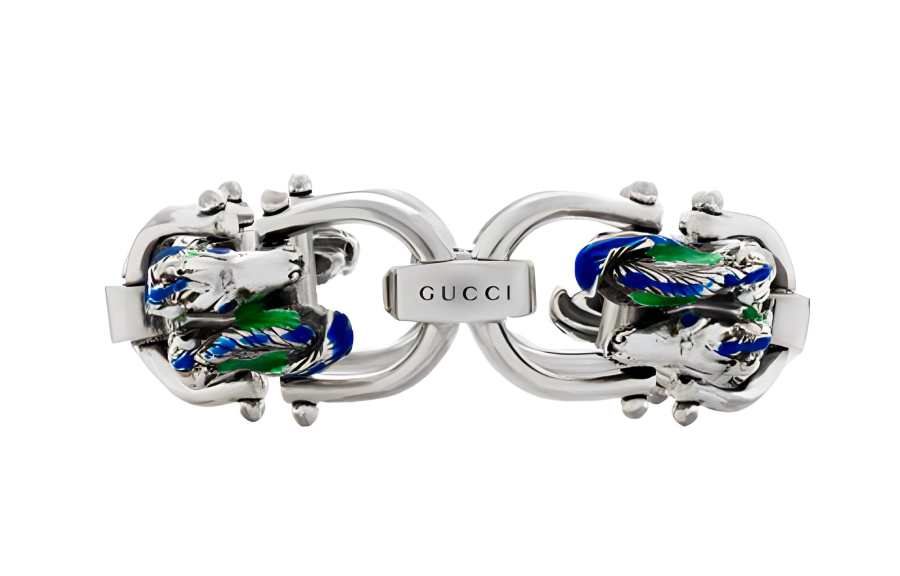 GUCCI 925 Sterling Silver Enamel Bracelets Unisex Silver