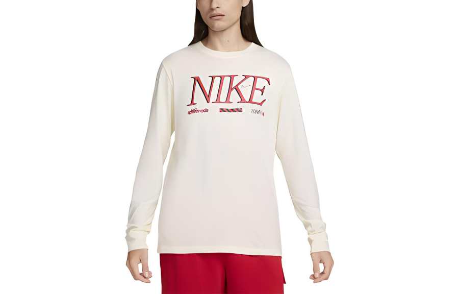 Nike Nike T Shirts Men's Ivory White Crew Neck Moderate Straight Fit