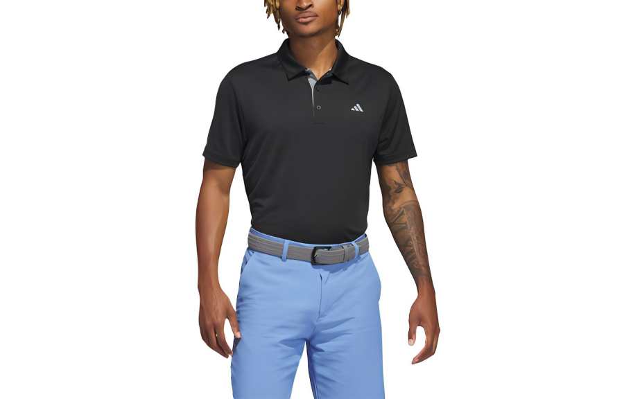Adidas Adidas Polo Shirts Men's Black Polo Collar Moderate Straight Fit