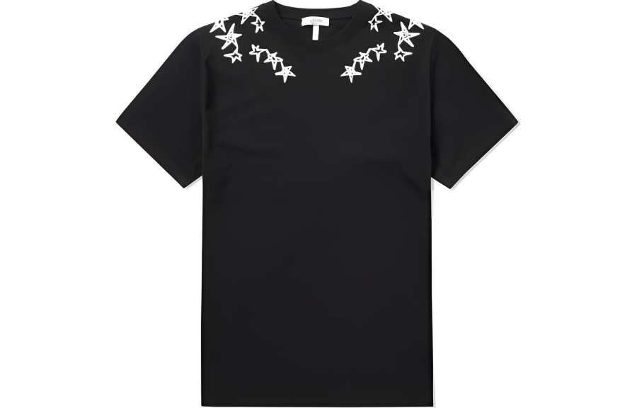Valentino T Shirts Men's Black Crew Neck Moderate Straight Fit